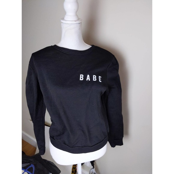 BABE black crew neck pullover Small Crewneck Sweatshirt - Picture 2 of 12